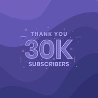 Thank you 30000 subscribers 30k subscribers celebration. vector