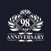 98 years Anniversary Logo, Luxury floral 98th anniversary logo. vector