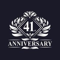 Logotipo del aniversario de 41 años, logotipo floral de lujo del 41 aniversario. vector