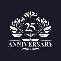 Logotipo de 25 años, logotipo floral de lujo del 25 aniversario. vector