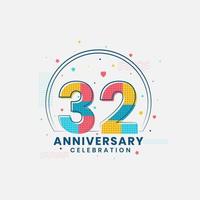 celebración del 32 aniversario, diseño moderno del 32 aniversario vector