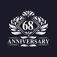 68 years Anniversary Logo, Luxury floral 68th anniversary logo. vector