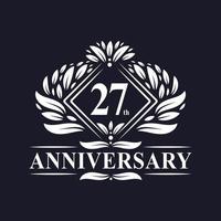 Logotipo del 27 aniversario, logotipo floral de lujo del 27 aniversario. vector