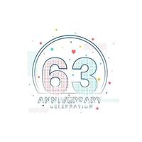 Celebración del aniversario de 63 años, diseño moderno del 63 aniversario. vector