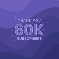 Thank you 60000 subscribers 60k subscribers celebration. vector