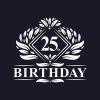 Logotipo de cumpleaños de 25 años, celebración de cumpleaños número 25 de lujo.