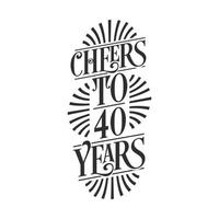 Celebración de cumpleaños vintage de 40 años, saludos a los 40 años. vector