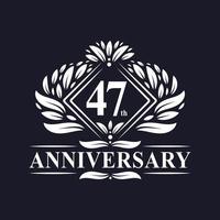 Logotipo del aniversario de 47 años, logotipo floral de lujo del 47 aniversario. vector