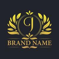 Golden vintage Luxury J letter logo design. vector