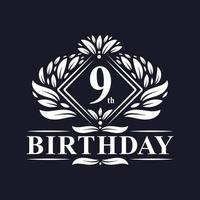 9 years Birthday Logo, Luxury 9th Birthday Celebration. vector