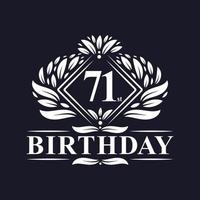 Logo de cumpleaños de 71 años, lujosa celebración de 71 cumpleaños. vector