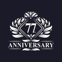 77 years Anniversary Logo, Luxury floral 77th anniversary logo. vector