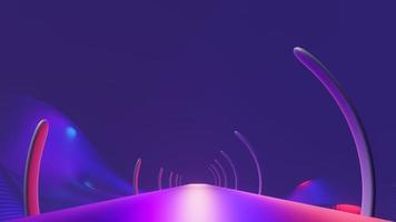 3d render of flash neon and light glowing on dark scene. Speed light moving lines. photo