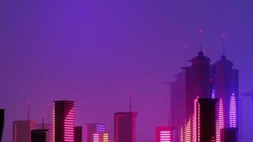 3d render of Cyber night mega city landscape scene. Light glowing and reflection on dark tech scene. Night life. Technology network for 5g. Beyond futuristic of Sci-Fi Capital city and building scene. photo