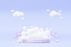 3d render Pastel Purple minimal background with podium stand. Purple stage platform for cosmetic product presentation and advertising. Studio scene with showcase pedestal in clean design. photo
