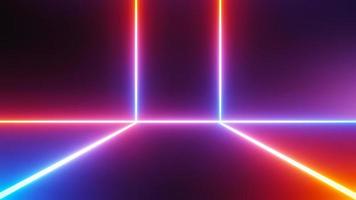 3d render of illuminated neon and light glowing on dark scene. Speed light moving lines. Abstract simple Colorful lighting neon background. photo
