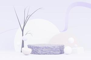 3d render Pastel Purple minimal background with podium stand. Purple stage platform for cosmetic product presentation and advertising. Studio scene with showcase pedestal in clean design. photo