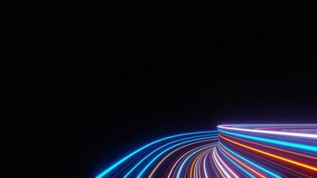 3d render of illuminated neon and light glowing on dark scene. Speed light moving lines. Abstract simple Colorful lighting neon background. photo