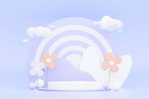 3d render Pastel Purple minimal background with podium stand. Purple stage platform for cosmetic product presentation and advertising. Studio scene with showcase pedestal in clean design. photo