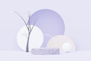 3d render Pastel Purple minimal background with podium stand. Purple stage platform for cosmetic product presentation and advertising. Studio scene with showcase pedestal in clean design. photo