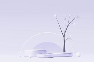 3d render Pastel Purple minimal background with podium stand. Purple stage platform for cosmetic product presentation and advertising. Studio scene with showcase pedestal in clean design. photo