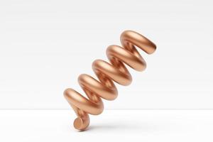 3d render of a golden stainless steel spring on  white  background photo