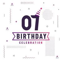 7 years birthday greetings card, 7 birthday celebration background free vector. vector