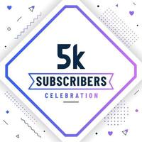 Thank you 5K subscribers, 5000 subscribers celebration modern colorful design. vector