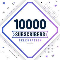 Thank you 10000 subscribers, 10K subscribers celebration modern colorful design. vector
