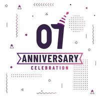 7 years anniversary greetings card, 7 anniversary celebration background free vector. vector