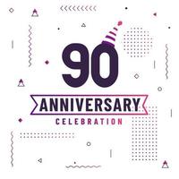 90 years anniversary greetings card, 90 anniversary celebration background free vector. vector