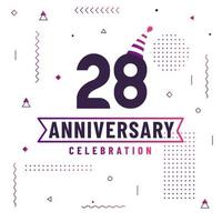 28 years anniversary greetings card, 28 anniversary celebration background free vector. vector