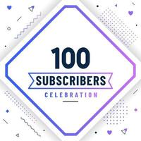 Thank you 100 subscribers celebration modern colorful design. vector