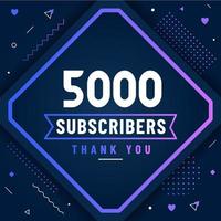 gracias 5000 suscriptores, 5k suscriptores celebran un diseño moderno y colorido.gracias 6000 suscriptores, 6k suscriptores celebran un diseño moderno y colorido. vector