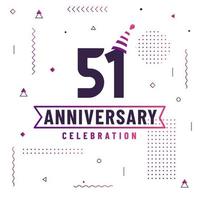 51 years anniversary greetings card, 51 anniversary celebration background free vector. vector