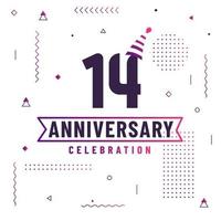 14 years anniversary greetings card, 14 anniversary celebration background free vector. vector