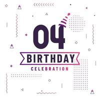 4 years birthday greetings card, 4 birthday celebration background free vector. vector