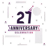 27 years anniversary greetings card, 27 anniversary celebration background free vector. vector