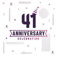 41 years anniversary greetings card, 41 anniversary celebration background free vector. vector