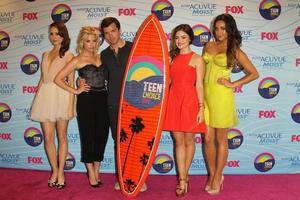 LOS ANGELES, JUL 22 - Troian Bellisario, Ashley Benson, Ian Harding, Lucy Hale, Shay Mitchell in the Press Room of the 2012 Teen Choice Awards at Gibson Ampitheatre on July 22, 2012 in Los Angeles, CA photo