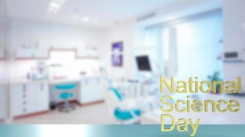 The  national science day gold text on lab background for sci concept 3d rendering photo