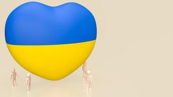 The 3d heart Pray and wood figure For Ukraine peace and Save Ukraine from Russia photo