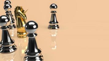 The gold unicorn and silver chess for business background 3d rendering photo