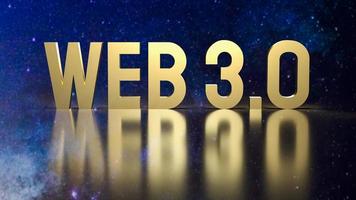 The gold text Web 3.0  on space background  for technology concept 3d rendering photo