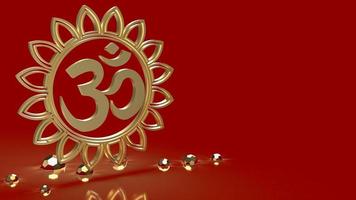 The ohm gold on red background  3d rendering photo