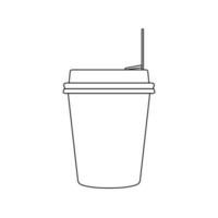 ilustración de icono de contorno de vaso de papel sobre fondo blanco vector