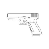 ilustración de icono de contorno de pistola glock sobre fondo blanco vector