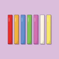 Colorful Chalks Vector Icon Illustration with Outline for Design Element, Clip Art, Web, Landing page, Sticker, Banner. Flat Cartoon Style