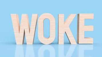 The woke wood text on blue background 3d rendering photo