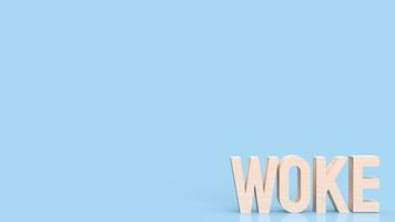 The woke wood text on blue background 3d rendering photo